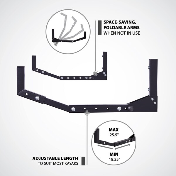 Kayak Storage Rack, Indoor & Outdoor Kayak Storage Hooks With Adjustable Lenght - 1 Pair